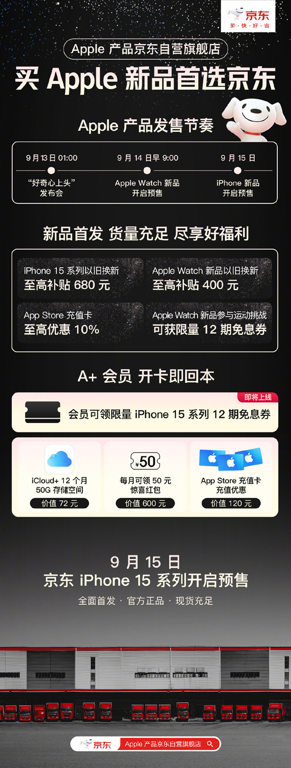 iPhone 15系列今晚8点预售，优化次日达送货服务，预约火爆