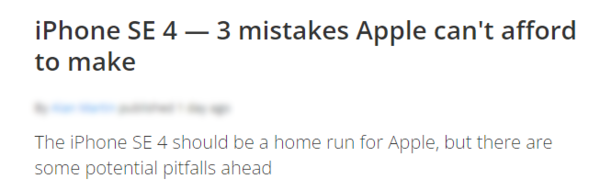 iPhone SE 4或2025年发布 外媒：苹果应避开这三个坑