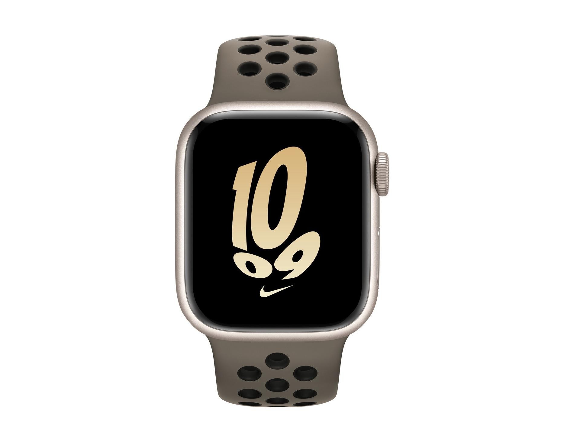 Apple（苹果）Watch Series 8星光色铝金属表壳Nike运动表带 橄榄灰配黑色 GPS版 45mm