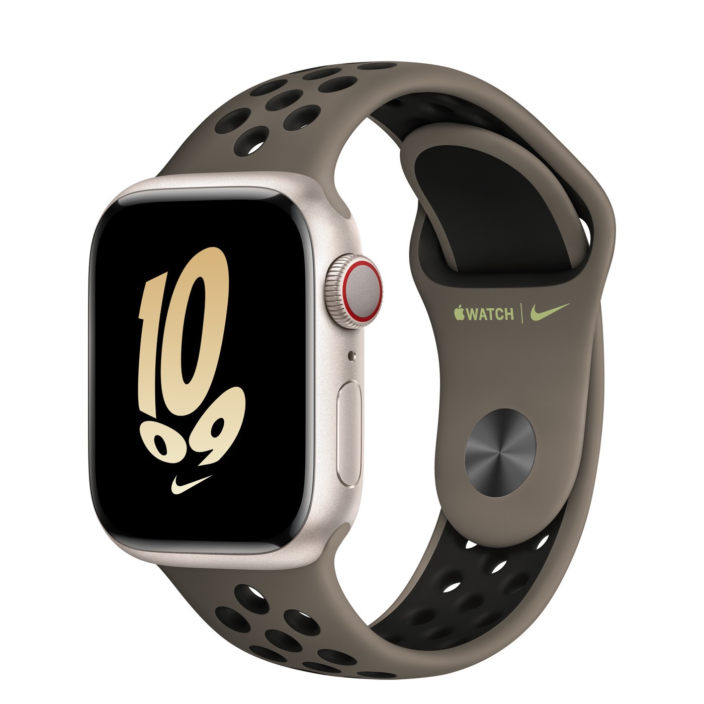 Apple（苹果）Watch Series 8星光色铝金属表壳Nike运动表带 橄榄灰配黑色 GPS+蜂窝网络 45mm