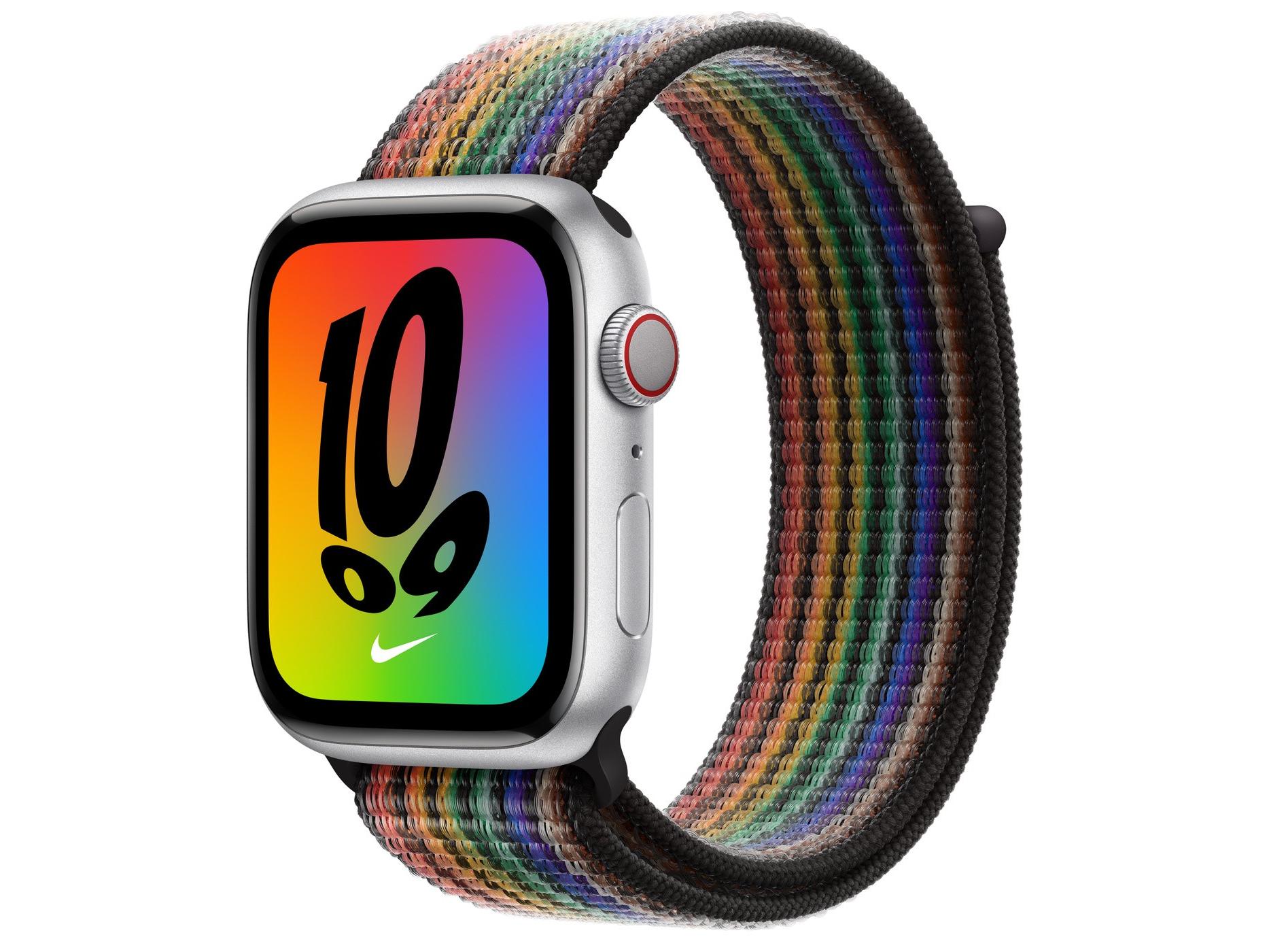 Apple（苹果）Watch Series 8银色铝金属表壳Nike回环式运动表带 彩虹版 GPS+蜂窝网络 41mm