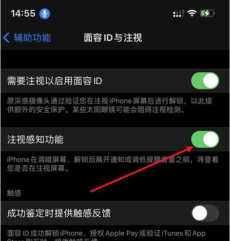 如何关闭iPhone12注视感知?iPhone12关闭注视感知功能讲解截图