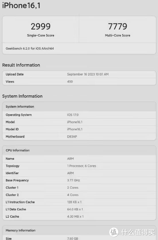 苹果 A17 Pro 最新跑分纪录：单核 2999，多核 7779，GPU性能比前代最多高出 30%