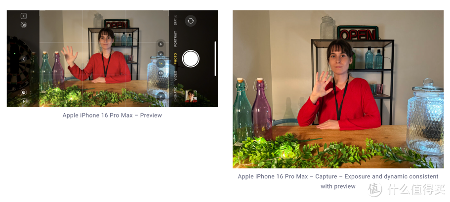 iPhone16PM预览时的曝光、动态范围和最终照片基本一致
